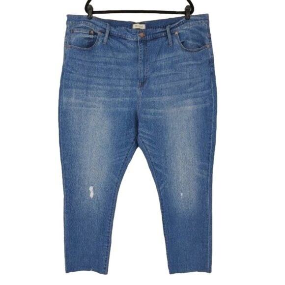 Madewell Denim - Madewell Tall High Rise Slim Boyjean Raw Hem Dover Wash Jeans Sz 37